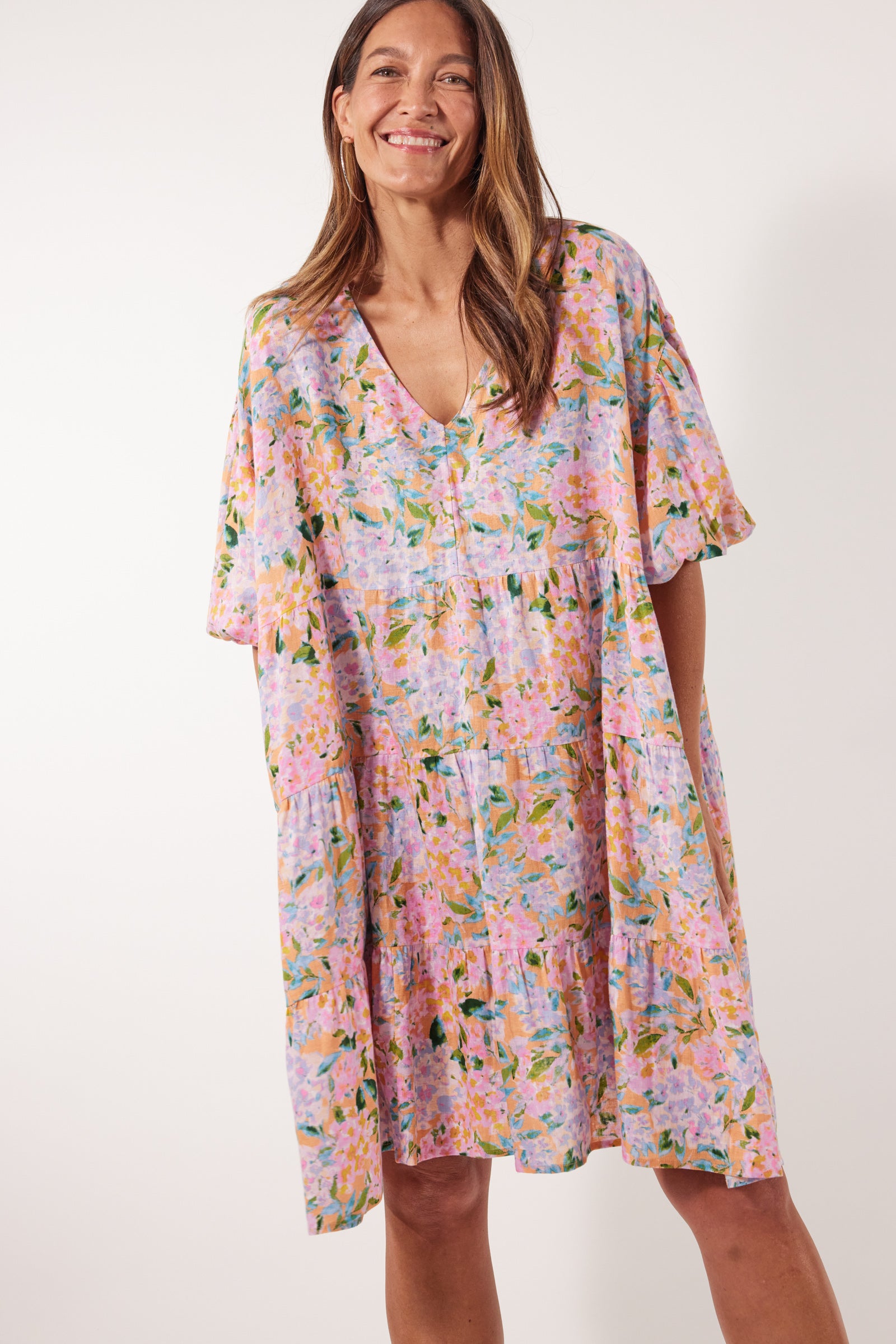 Flora Relax Dress - Sunset Hydrangea - Isle of Mine Clothing - Dress Mid One Size