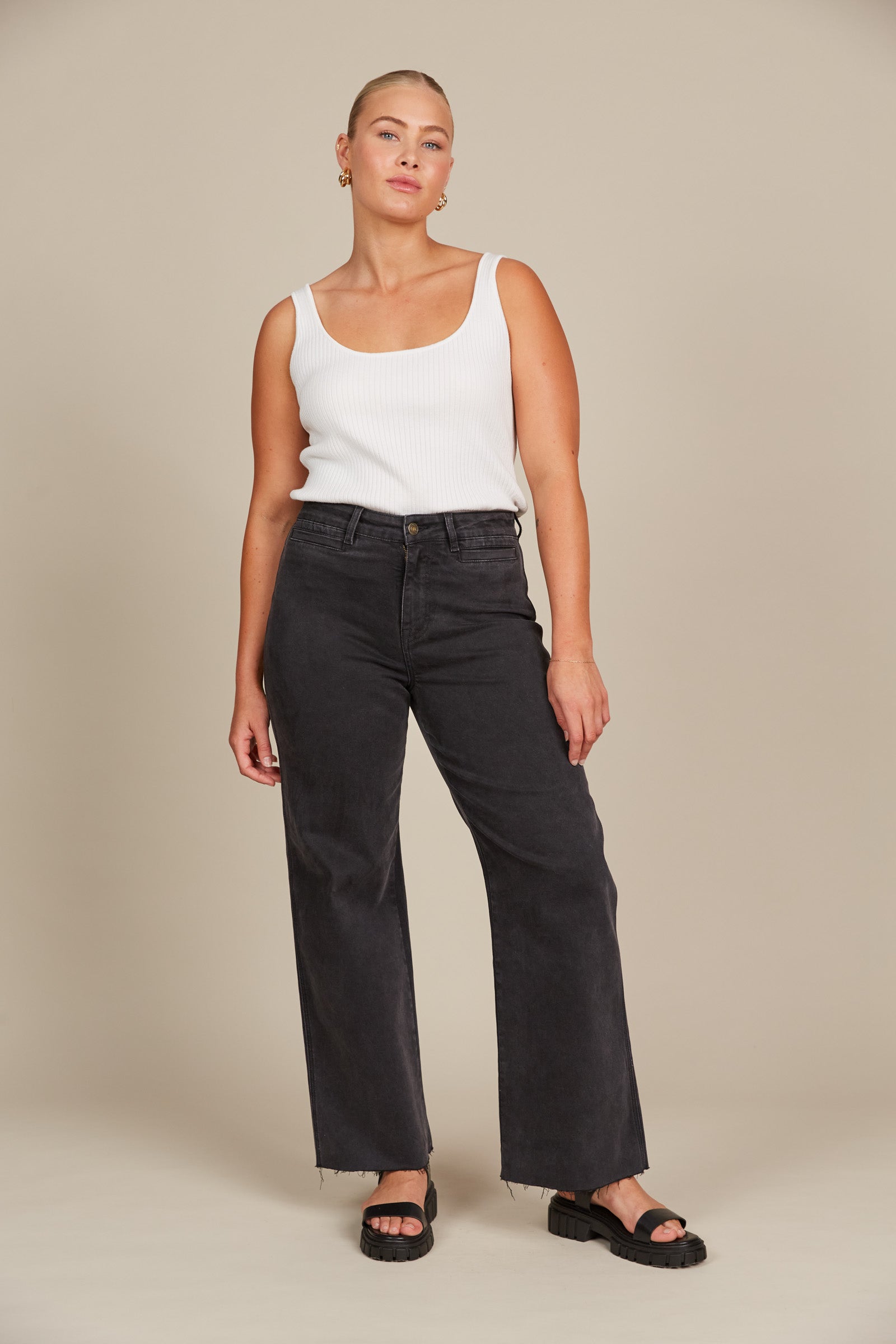 Tate Denim - Ash - Isle of Mine Clothing - Denim Jean Wide Leg