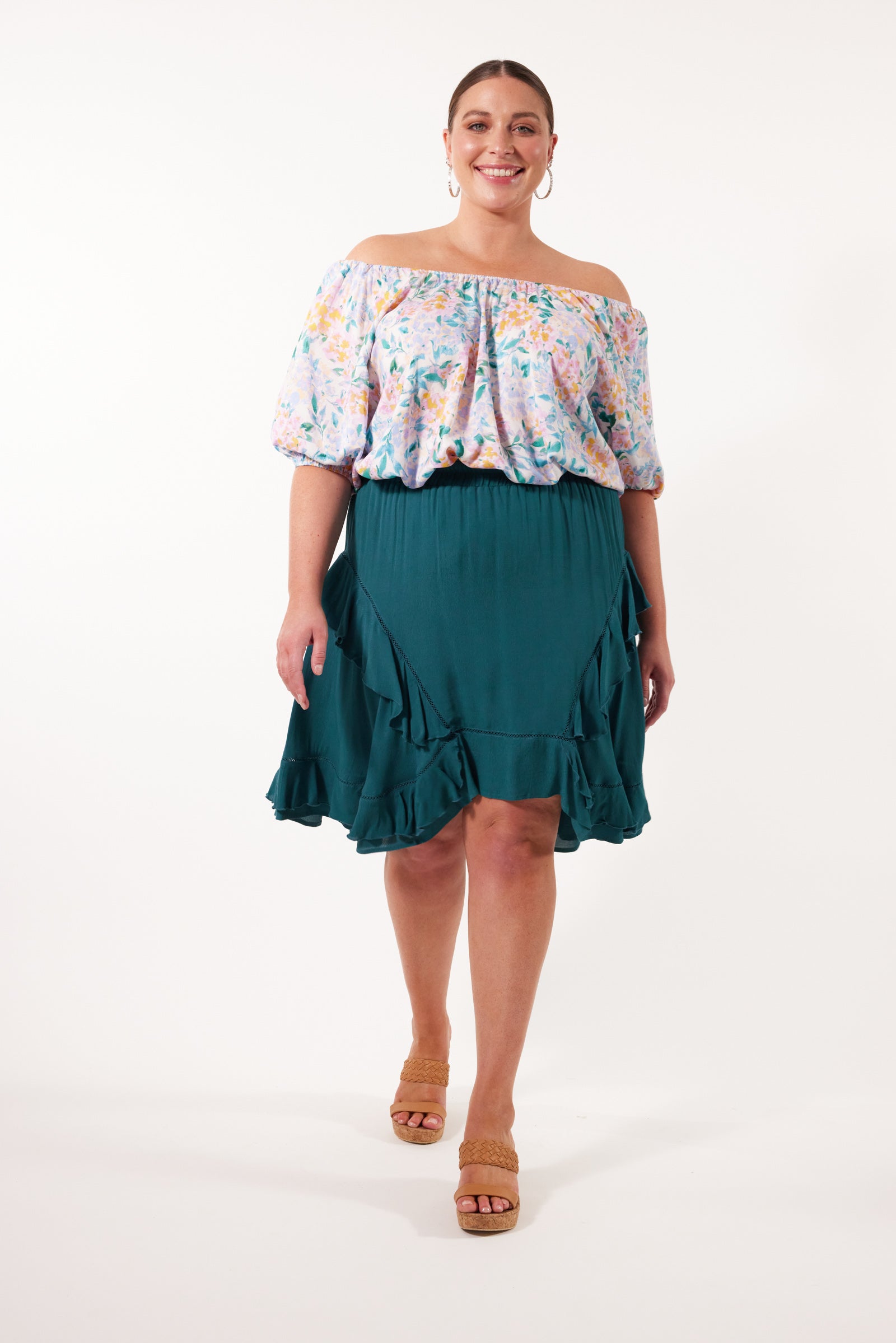 Botanical Skirt - Teal - Isle of Mine Clothing - Skirt Mini