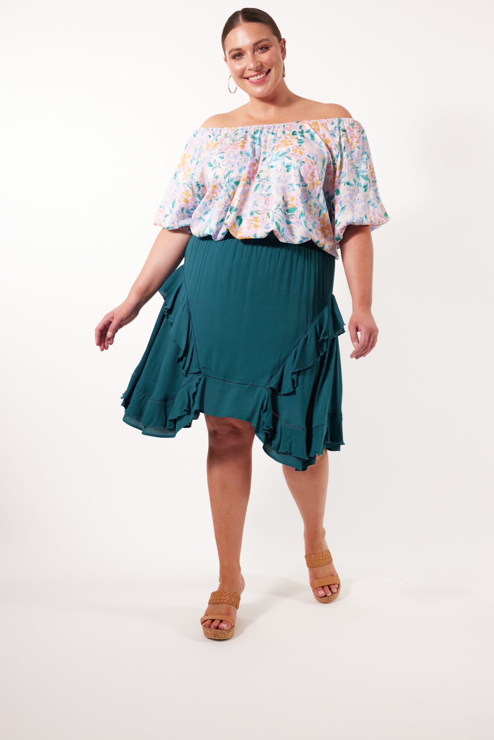 Botanical Skirt - Teal - Isle of Mine Clothing - Skirt Mini
