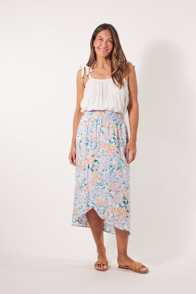 Botanical Midi Skirt - Salt Hydrangea - Isle of Mine Clothing - Skirt Mid