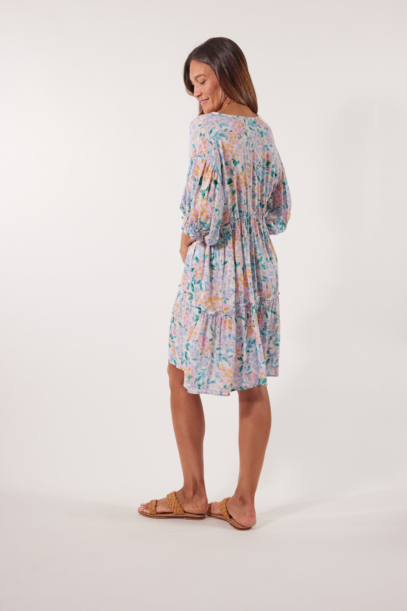 Botanical Tie Dress - Salt Hydrangea - Isle of Mine Clothing - Dress Mid One Size