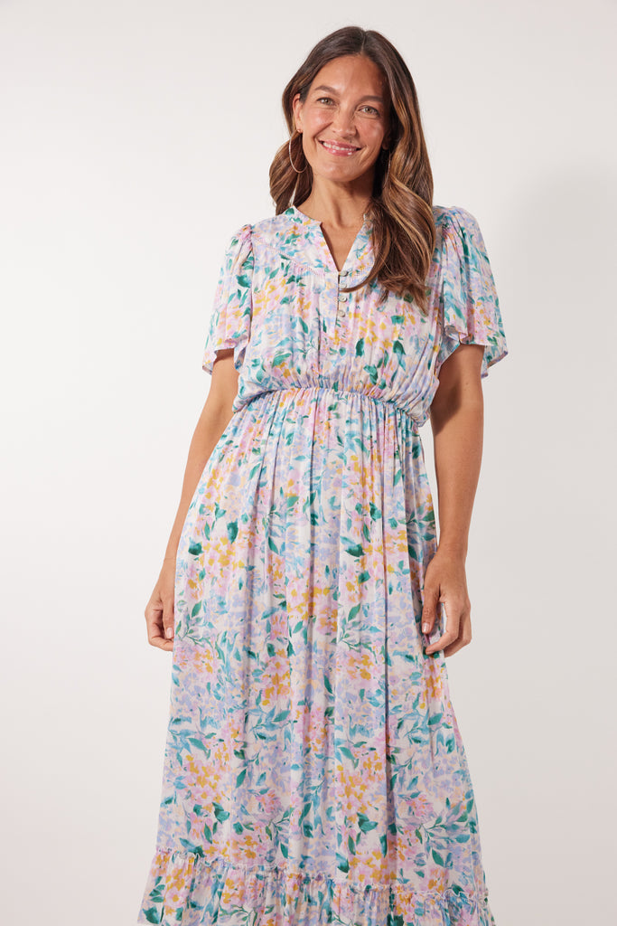 Botanical Midi Dress - Salt Hydrangea - Isle of Mine Clothing - Dress Mid