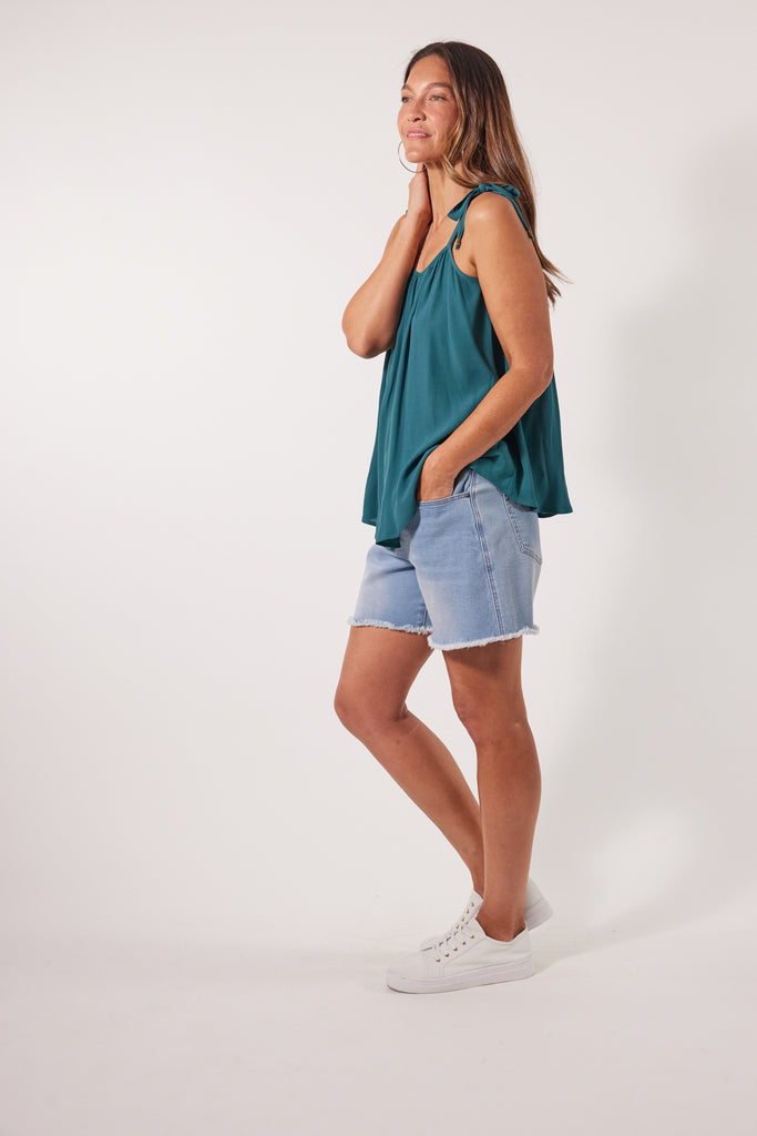 Botanical Tank - Teal - Isle of Mine Clothing - Top Strappy