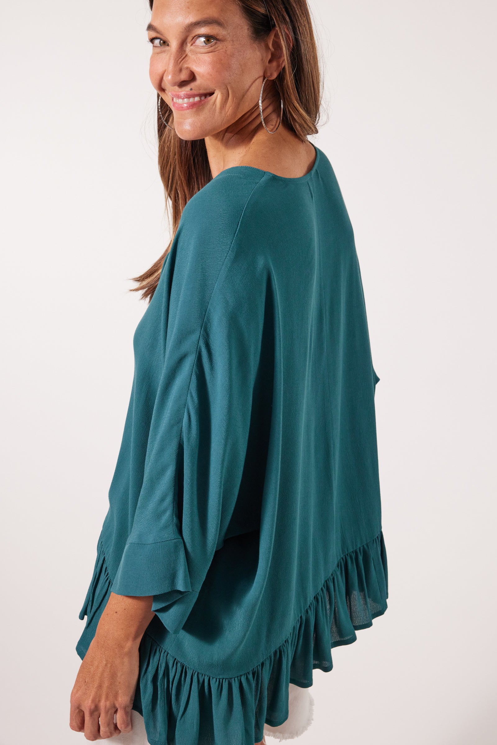 Botanical V Relax Top  - Teal - Isle of Mine Clothing - Top 3/4 Sleeve