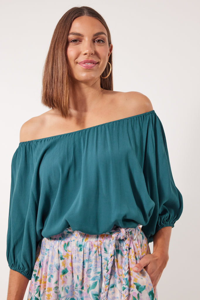 Botanical Relax Top - Teal - Isle of Mine Clothing - Top S/S One Size