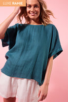 Gala Relax Top - Teal - Isle of Mine Clothing - Top One Size Ramie