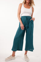 Gala Pant  - Teal - Isle of Mine Clothing - Pant Relaxed Crop Ramie