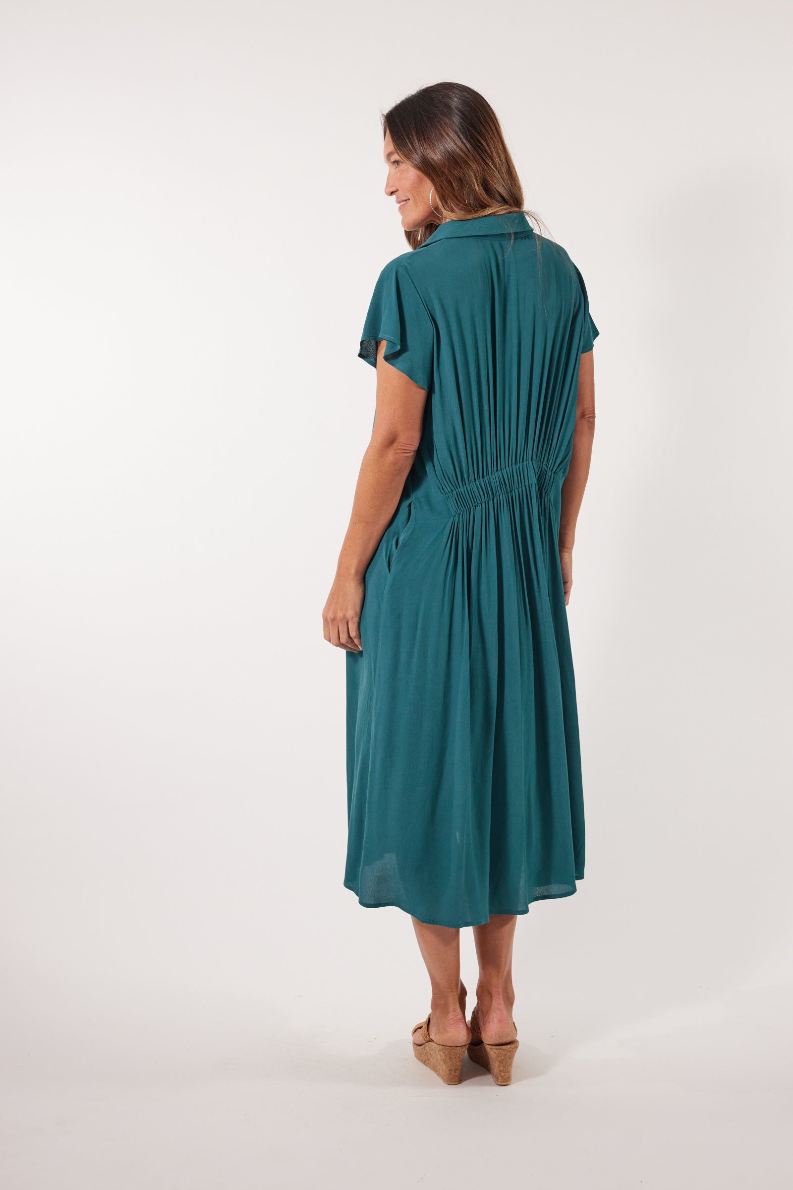 Teal shirt dress online