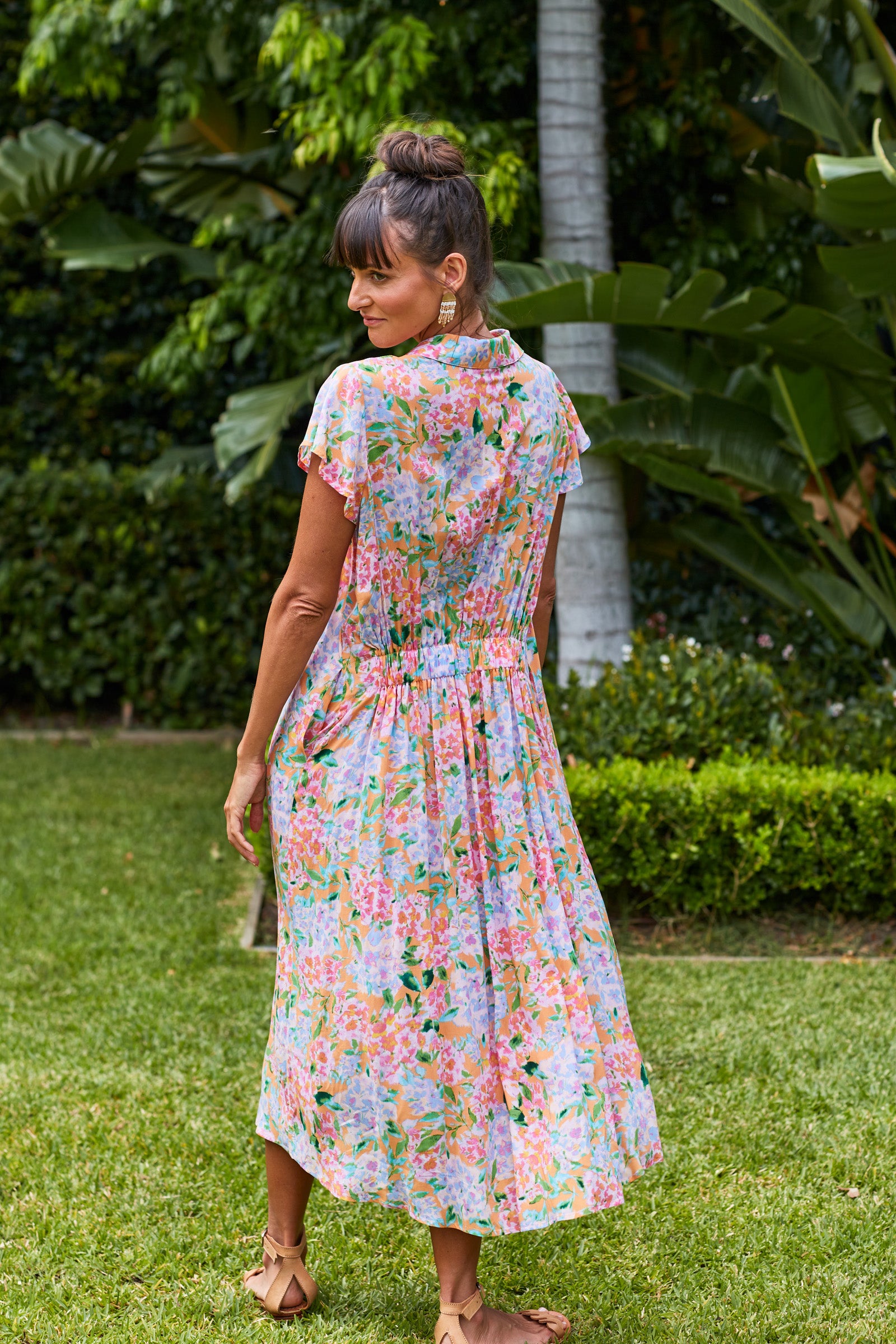 Botanical Shirt Dress - Sunset Hydrangea - Isle of Mine Clothing - Dress Mid