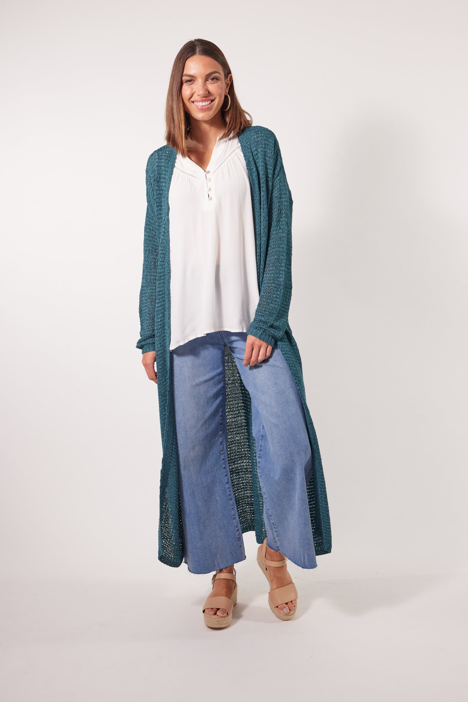Marquee Cardigan - Teal - Isle of Mine Clothing - Knit Cardigan Long