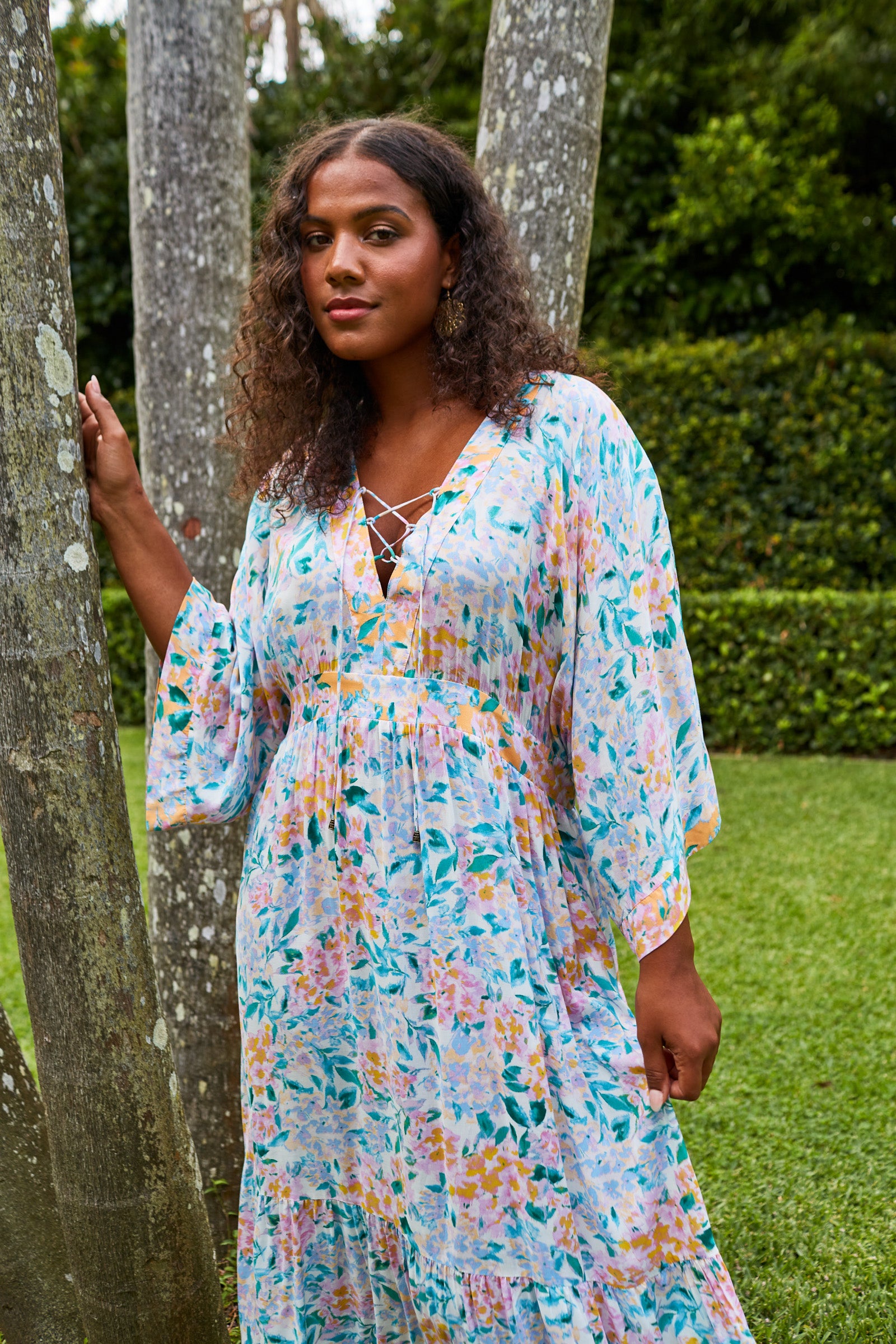 Botanical Relax Dress - Salt Hydrangea - Isle of Mine Clothing - Dress Maxi One Size
