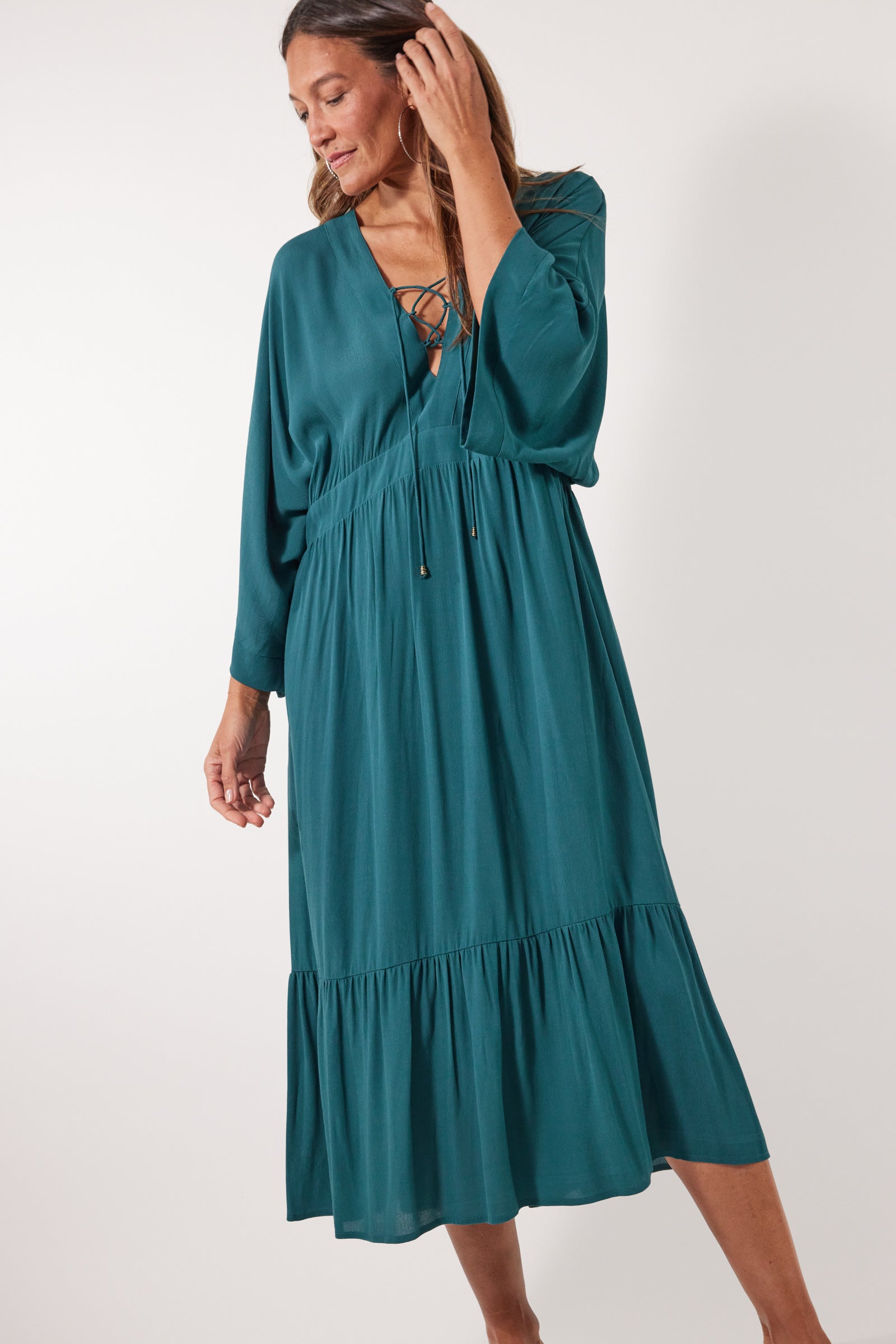 Botanical Relax Dress - Teal - Isle of Mine Clothing - Dress Maxi One Size