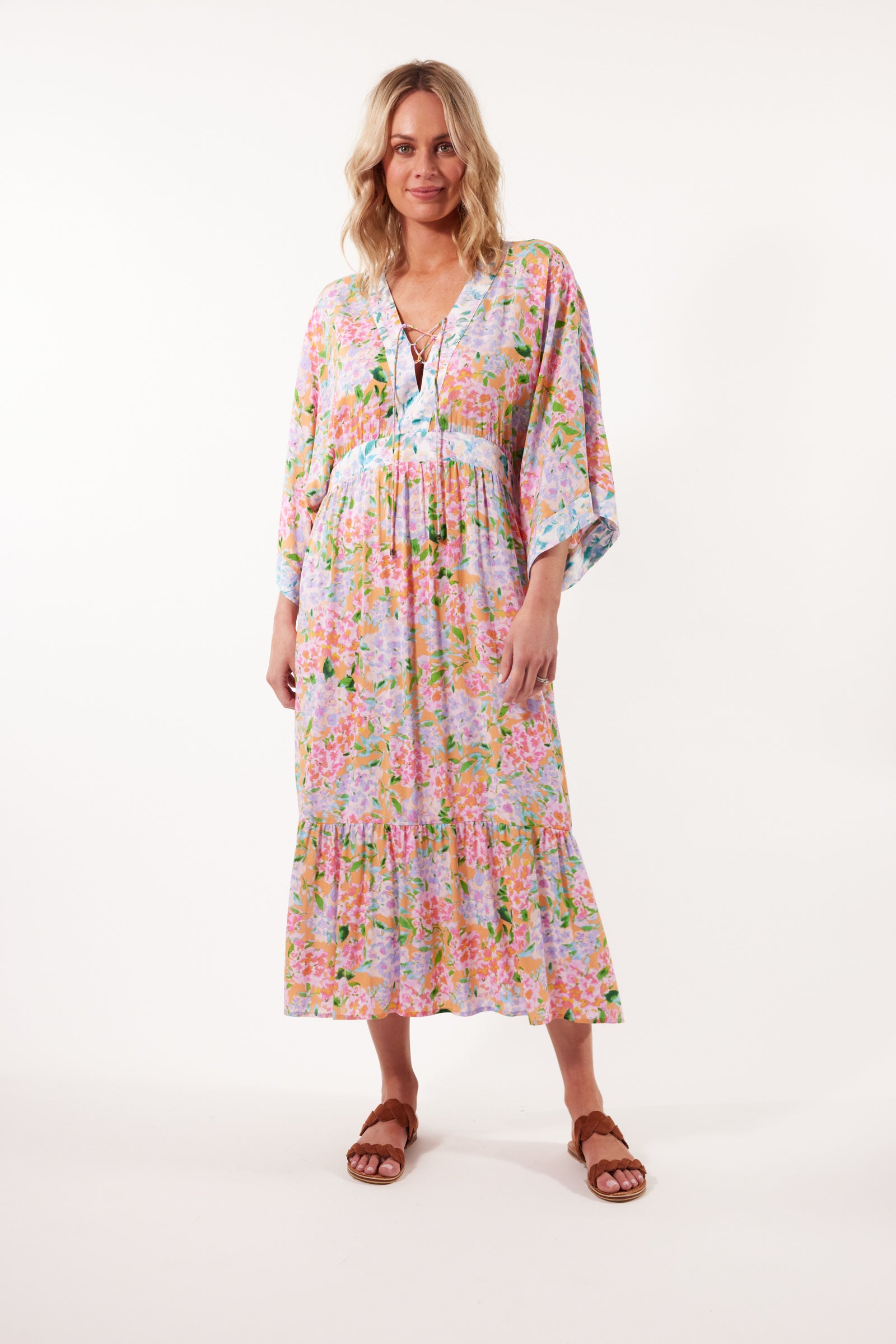 Botanical Relax Dress - Sunset Hydrangea - Isle of Mine Clothing - Dress Maxi One Size