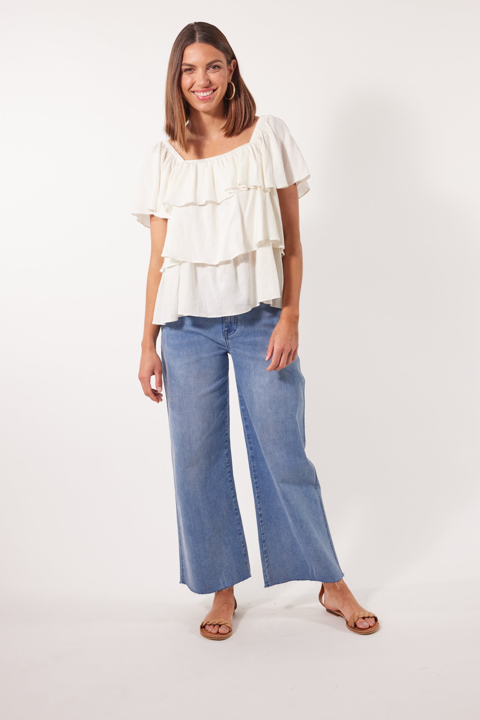 Flora Tiered Top - Lotus - Isle of Mine Clothing - Top S/S Linen