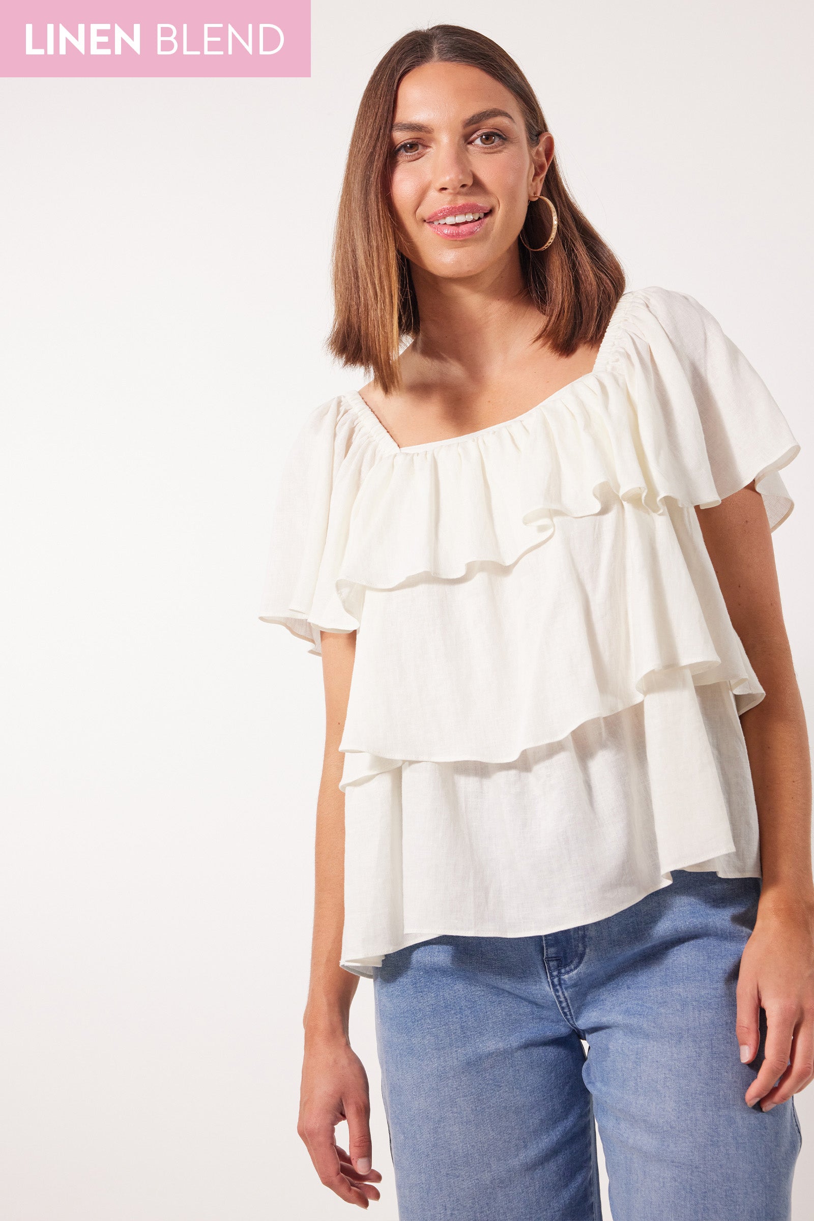 Flora Tiered Top - Lotus - Isle of Mine Clothing - Top S/S Linen