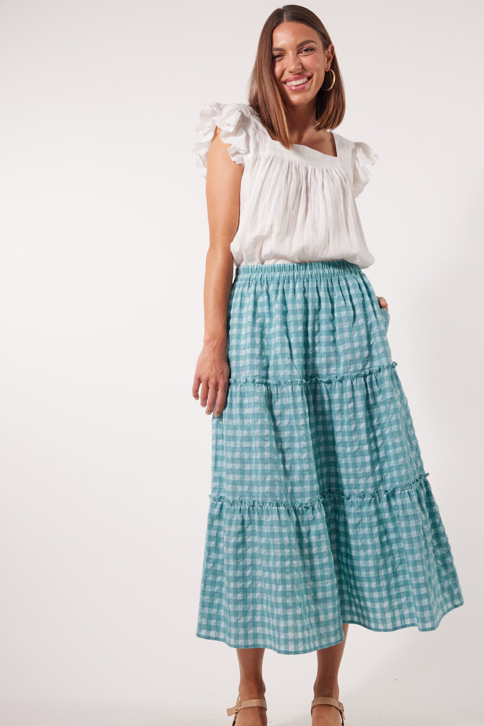 Alfresco Skirt - Haze - Isle of Mine Clothing - Skirt Mid Linen