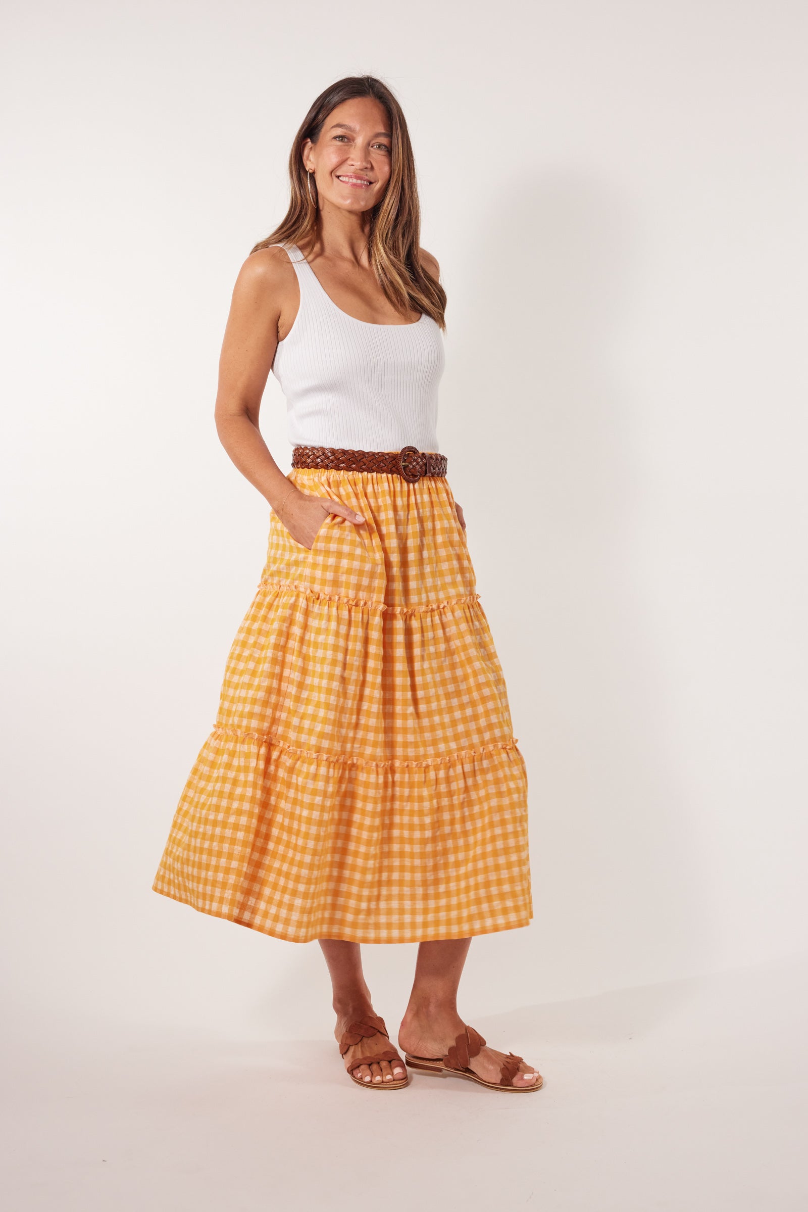 Alfresco Skirt - Sunrise - Isle of Mine Clothing - Skirt Mid Linen
