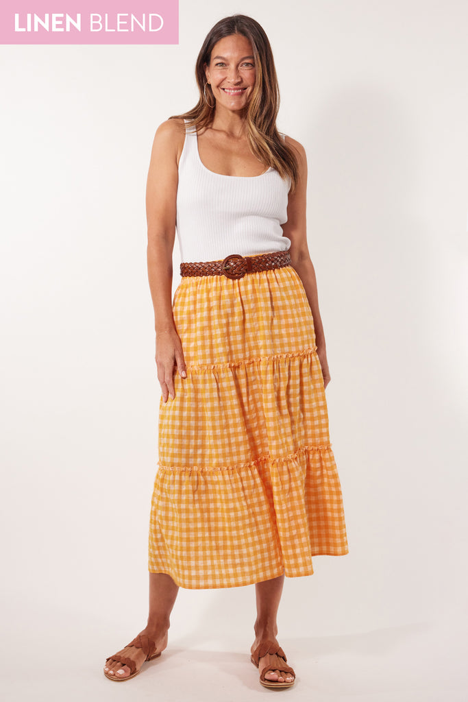 Alfresco Skirt - Sunrise - Isle of Mine Clothing - Skirt Mid Linen