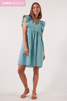 Alfresco Frill Dress - Haze - Isle of Mine Clothing - Dress Mid Linen