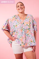 Flora Relax Top - Salt Hydrangea - Isle of Mine Clothing - Top S/S One Size
