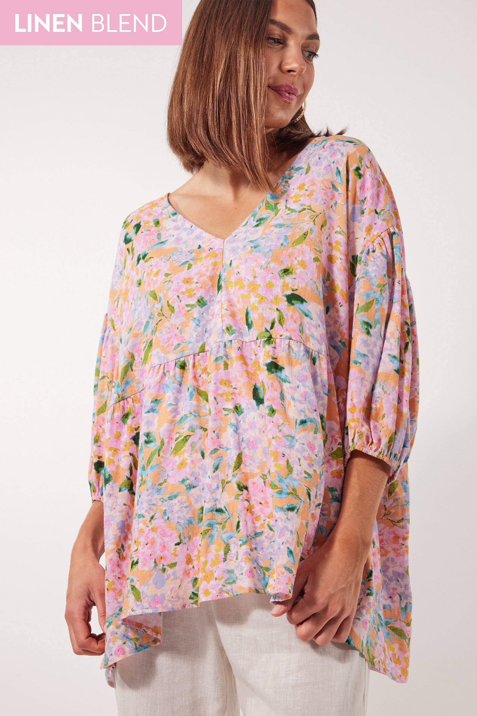 Flora Relax Top - Sunset Hydrangea - Isle of Mine Clothing - Top S/S One Size