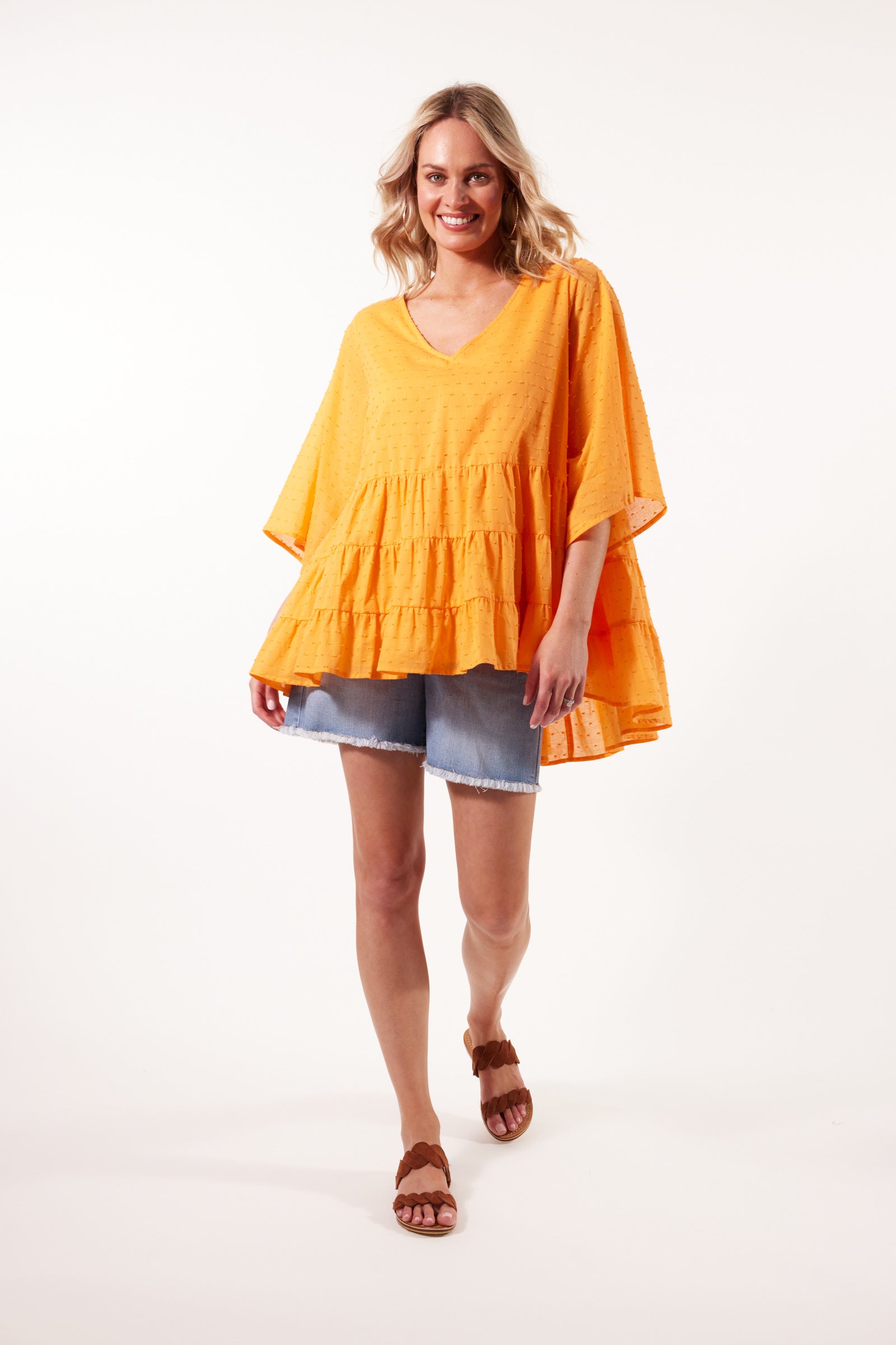 Soiree Relax Top - Tangelo - Isle of Mine Clothing - Top 3/4 Sleeve One Size