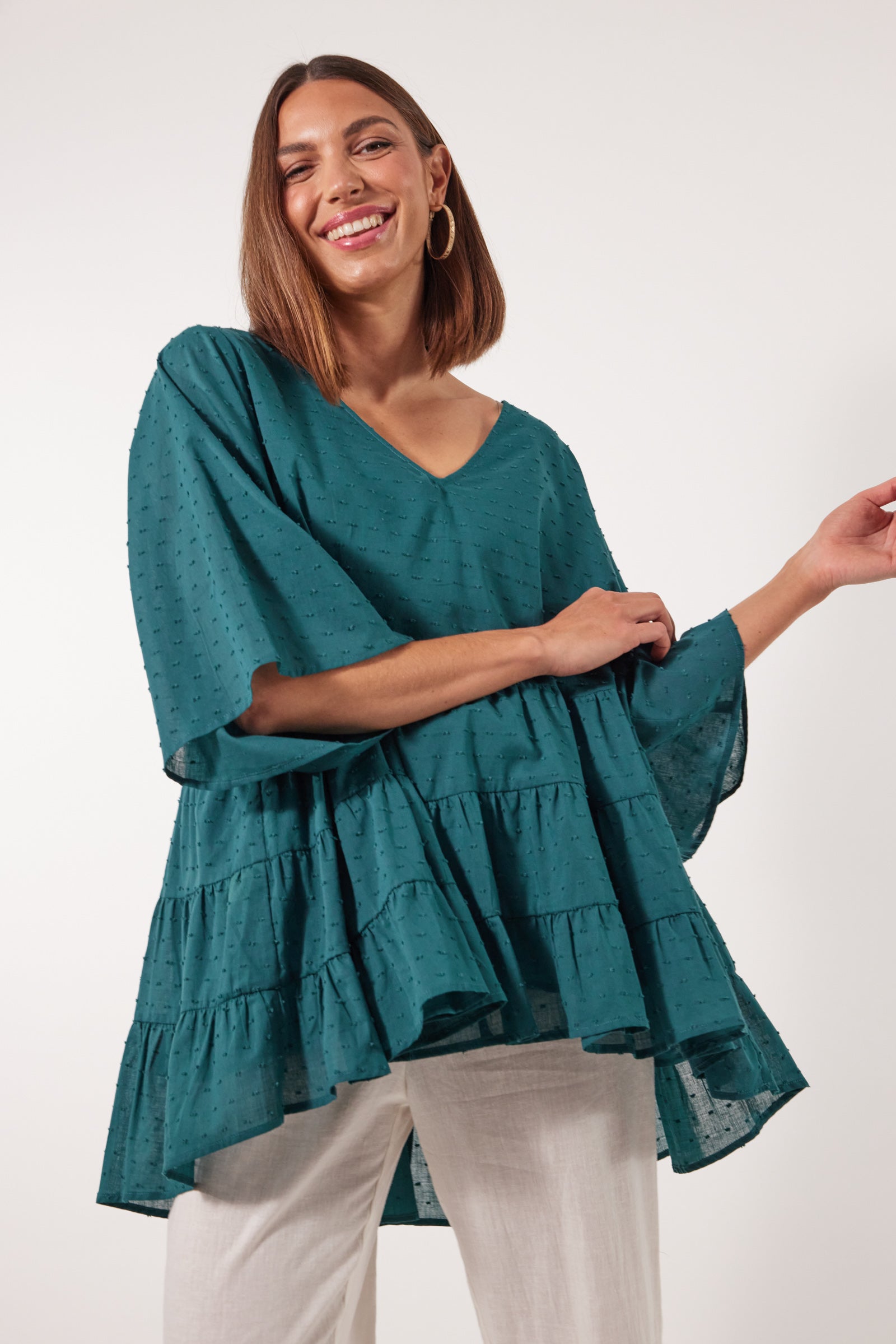 Soiree Relax Top - Teal - Isle of Mine Clothing - Top 3/4 Sleeve One Size