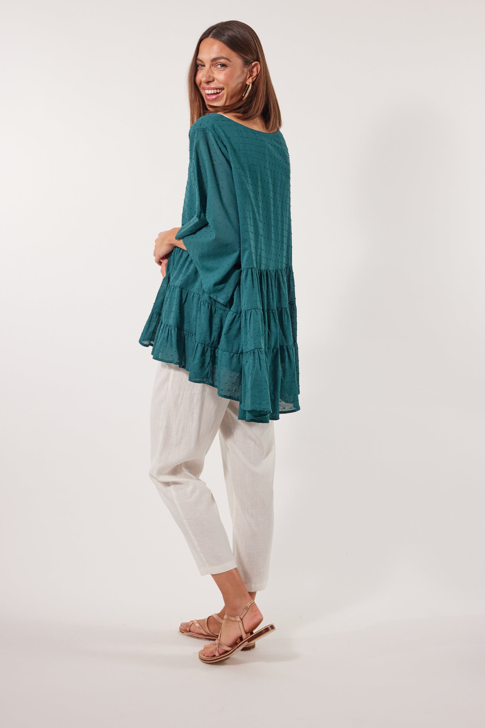 Soiree Relax Top - Teal - Isle of Mine Clothing - Top 3/4 Sleeve One Size