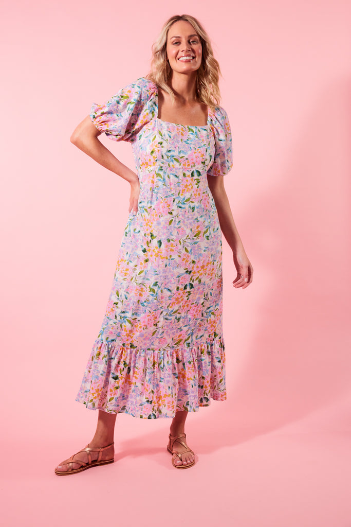 Flora Tie Dress - Salt Hydrangea - Isle of Mine Clothing - Dress Maxi