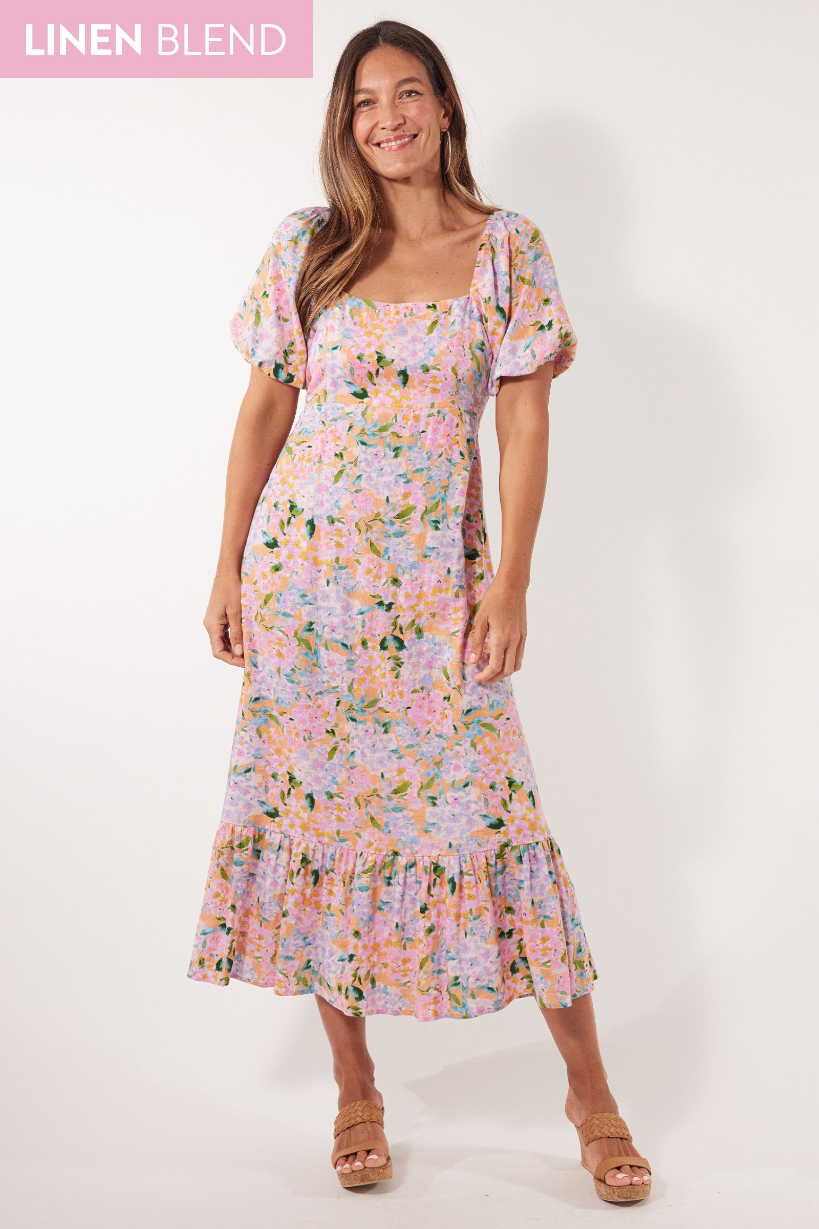 Flora Tie Dress - Sunset Hydrangea - Isle of Mine Clothing - Dress Maxi
