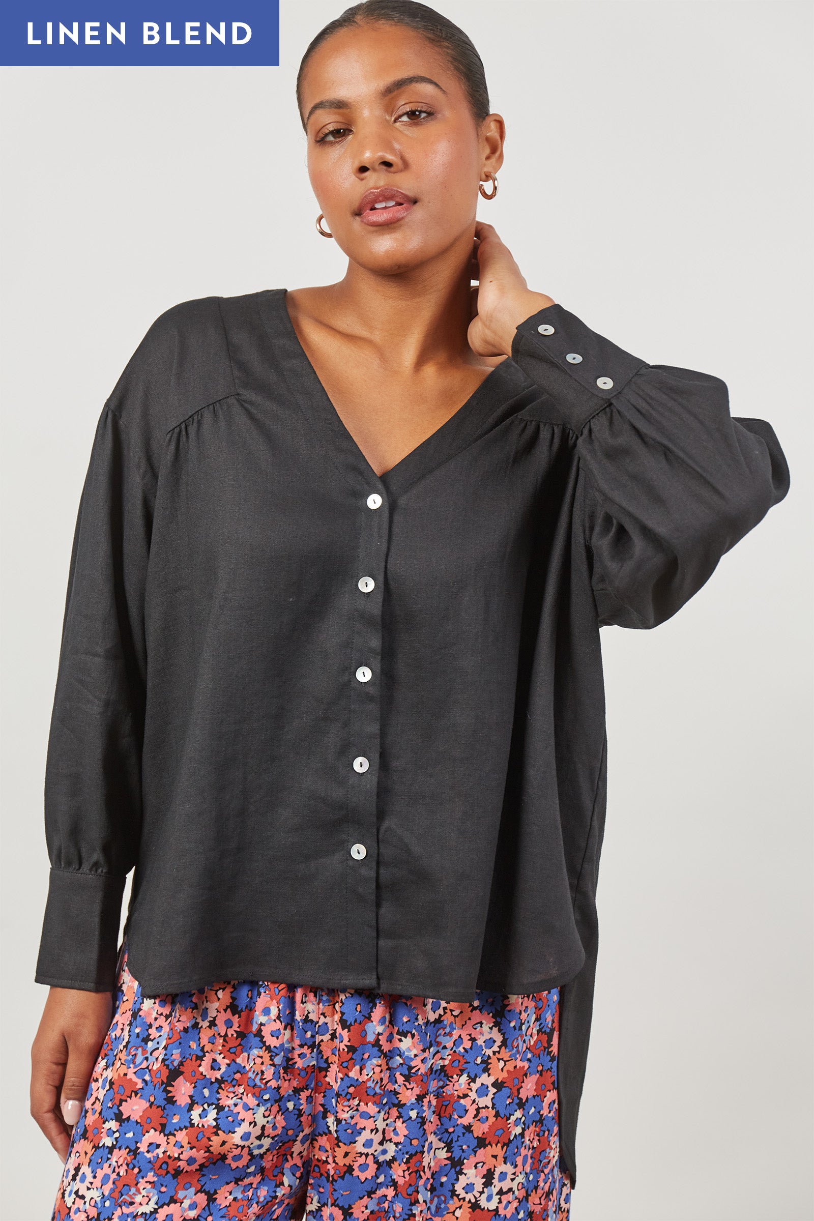 Panorama Blouse - Onyx - Isle of Mine Clothing - Top L/S Linen