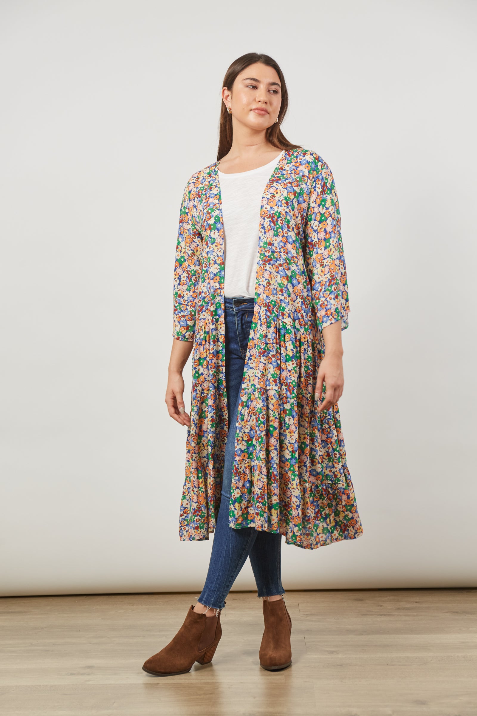 Euphoria Tie Kimono - Meadow Bloom - Isle of Mine Clothing - Kimono Cape Long One Size