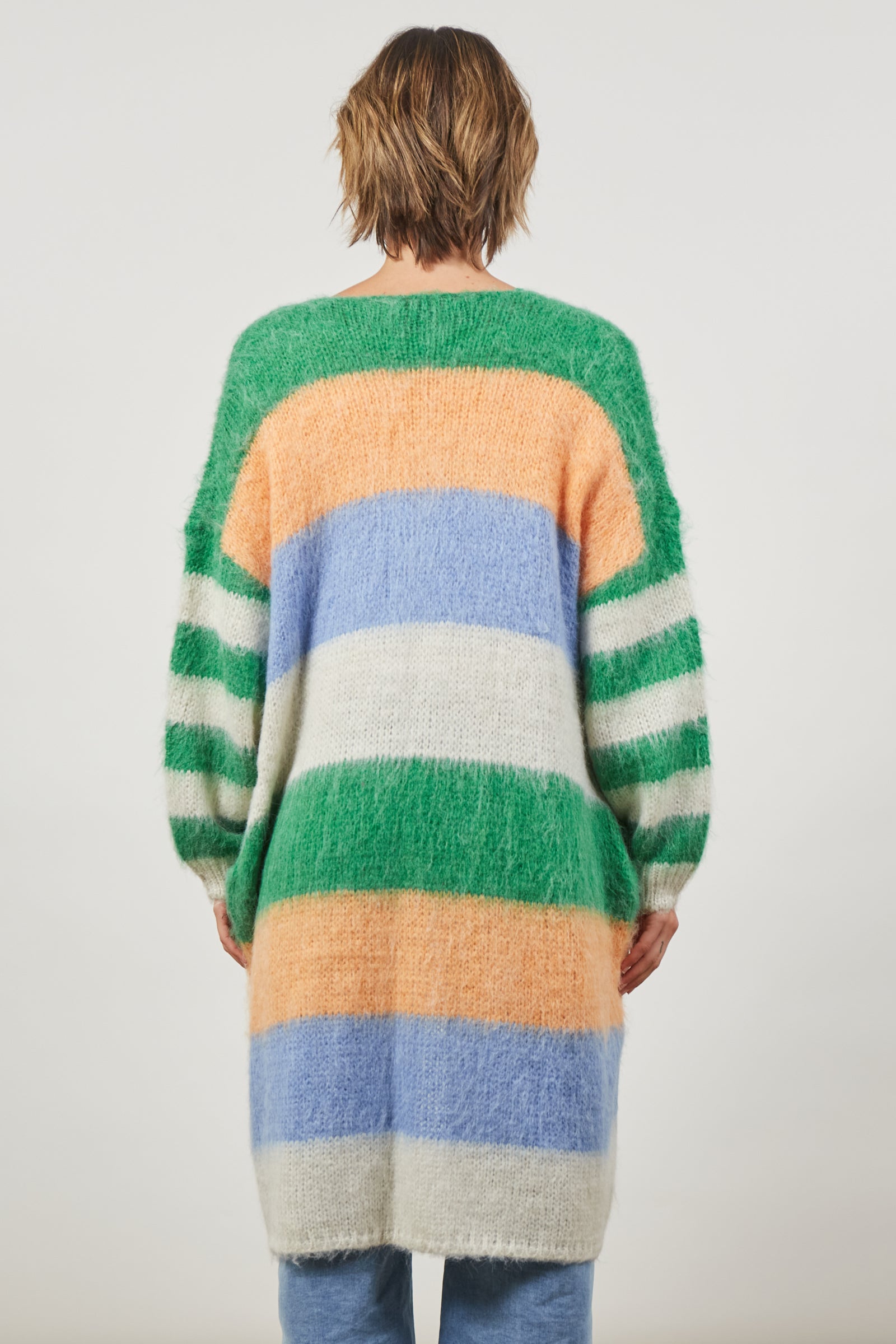 Serene Stripe Cardigan - Meadow Stripe - Isle of Mine Clothing - Knit Cardigan Long One Size