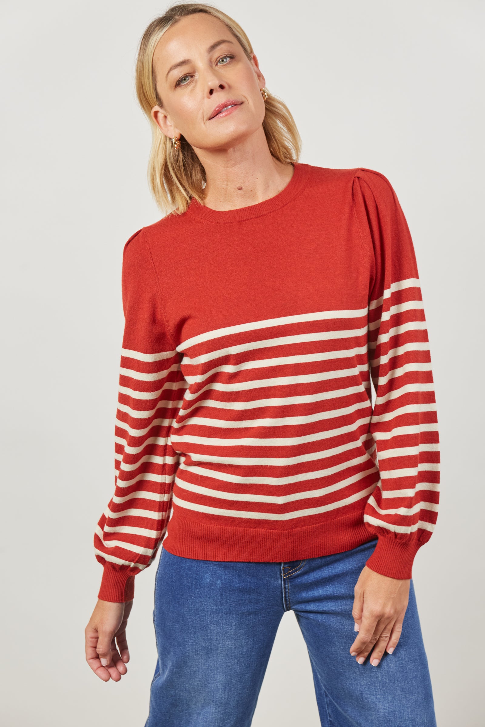 Cosmo Stripe Jumper - Picante - Isle of Mine Clothing - Knit Jumper