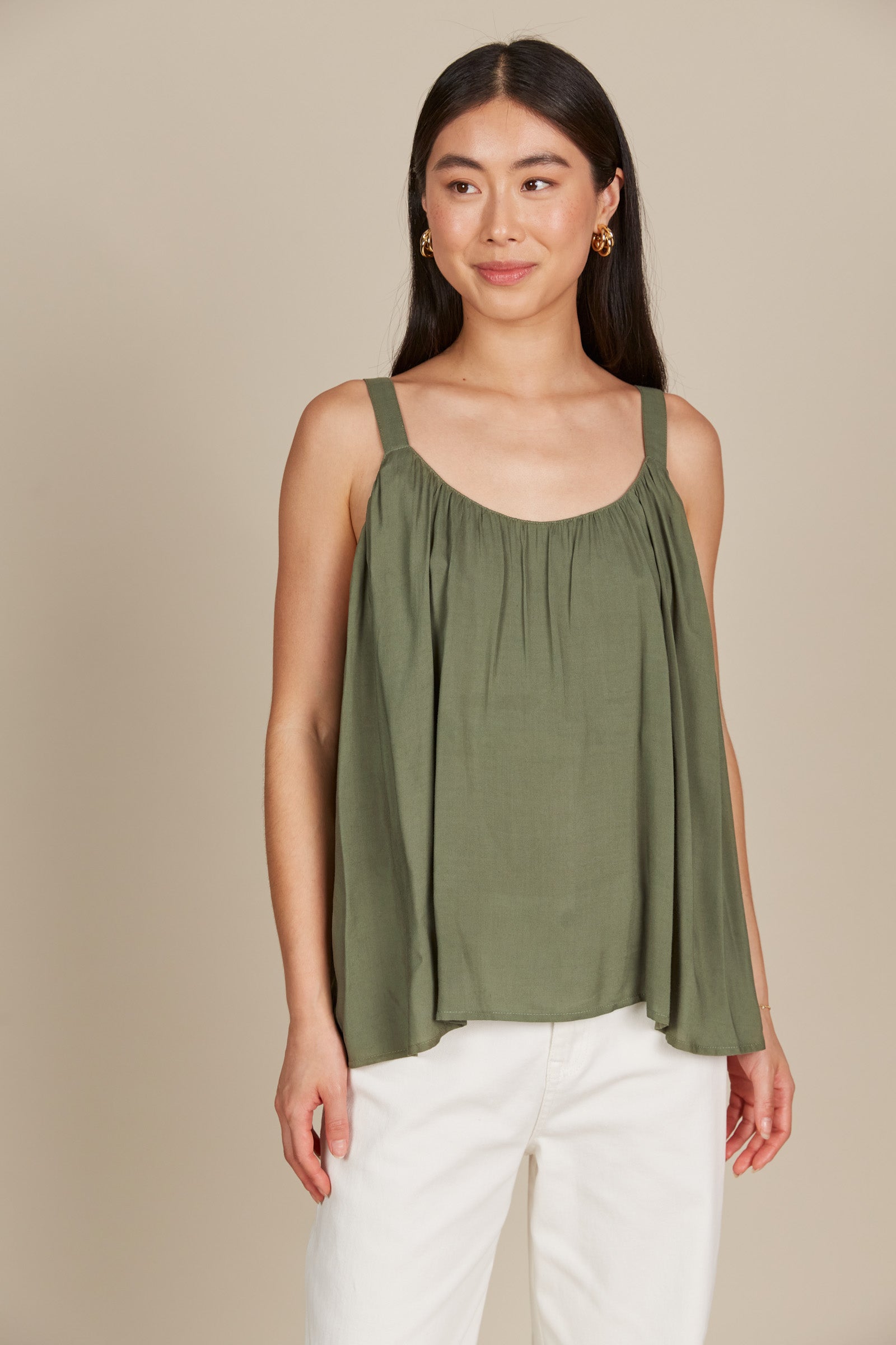 Esme Tank - Olive - Isle of Mine Clothing - Top Strappy