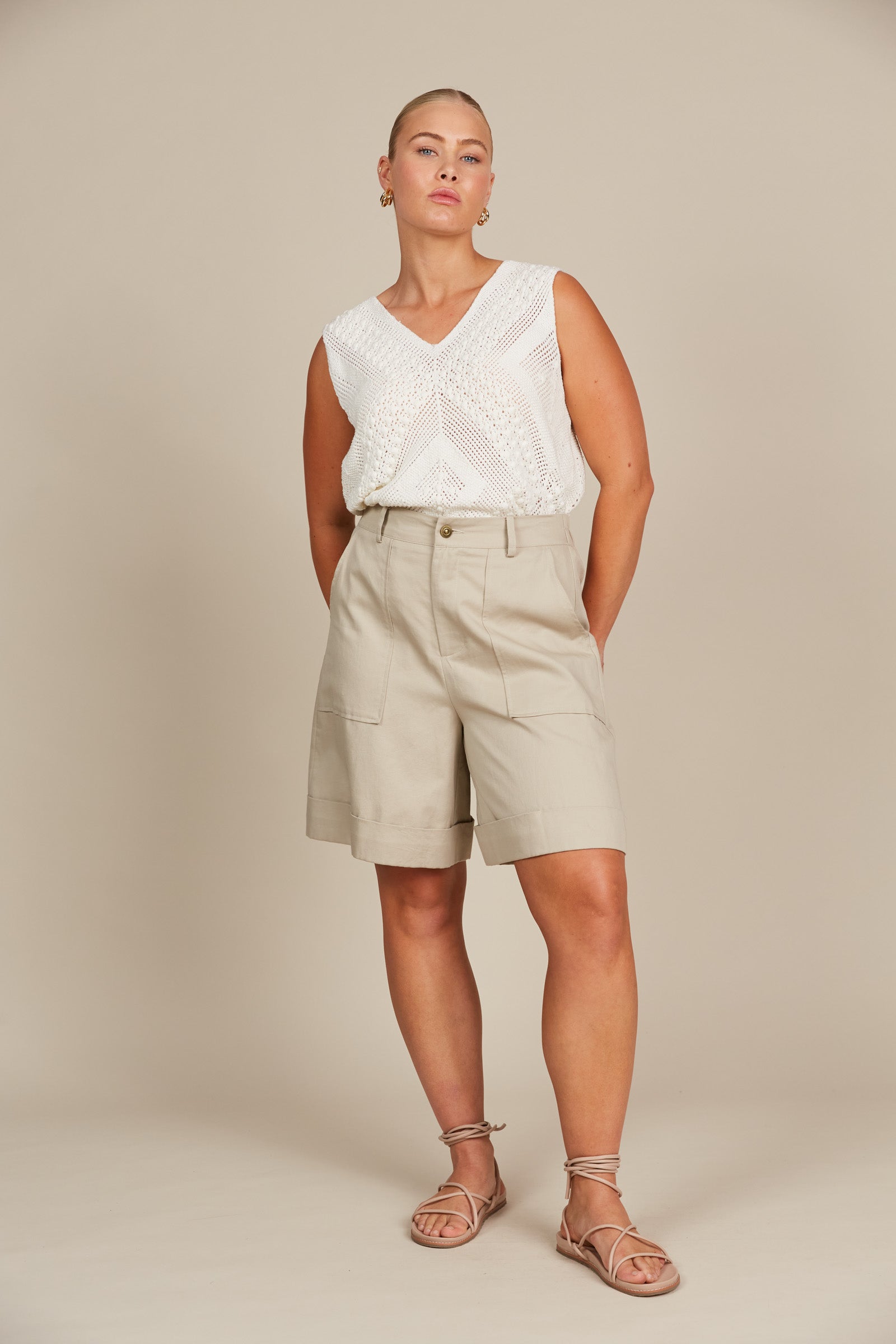 Lucille Bermuda Short - Canvas - Isle of Mine Clothing - Short Linen