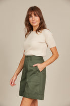 Lucille Bermuda Short - Olive - Isle of Mine Clothing - Short Linen