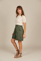 Lucille Bermuda Short - Olive - Isle of Mine Clothing - Short Linen