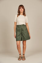 Lucille Bermuda Short - Olive - Isle of Mine Clothing - Short Linen