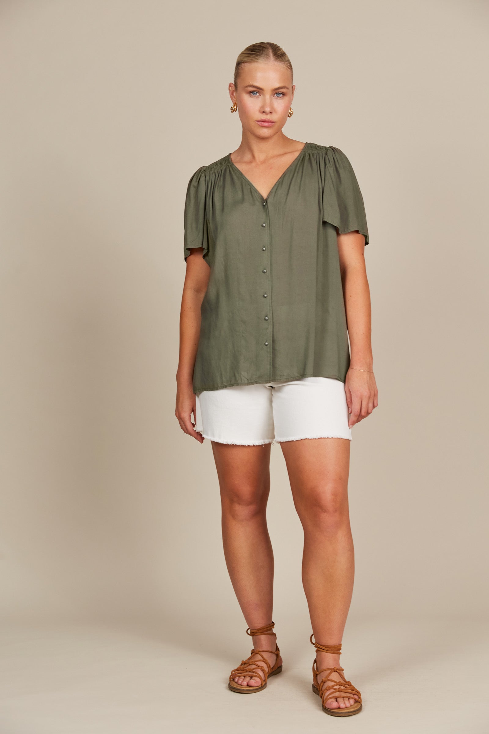 Esme Blouse - Olive - Isle of Mine Clothing - Top S/S