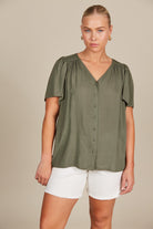 Esme Blouse - Olive - Isle of Mine Clothing - Top S/S