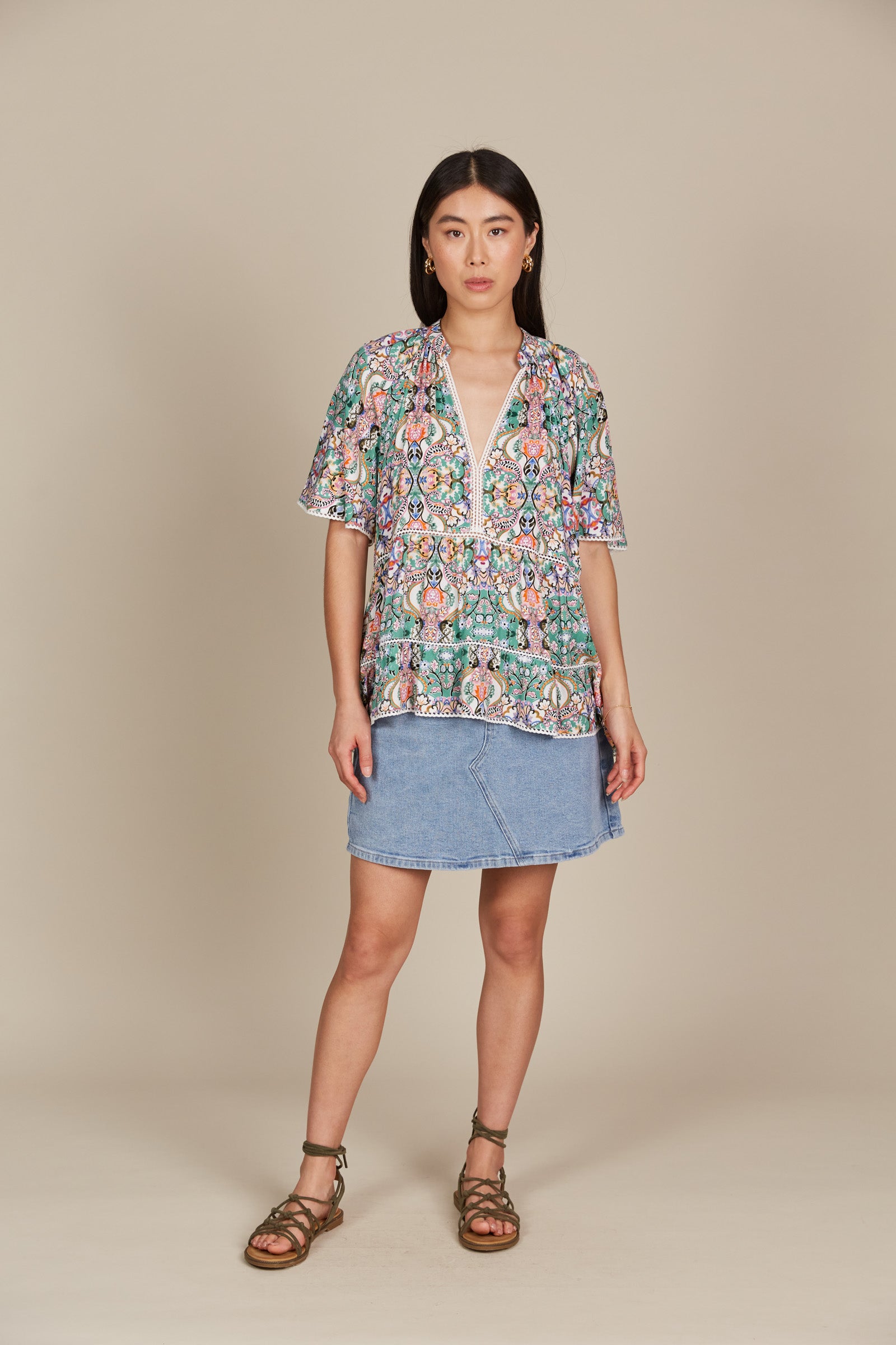 Esme Top - Lotus Fleuron - Isle of Mine Clothing - Top S/S