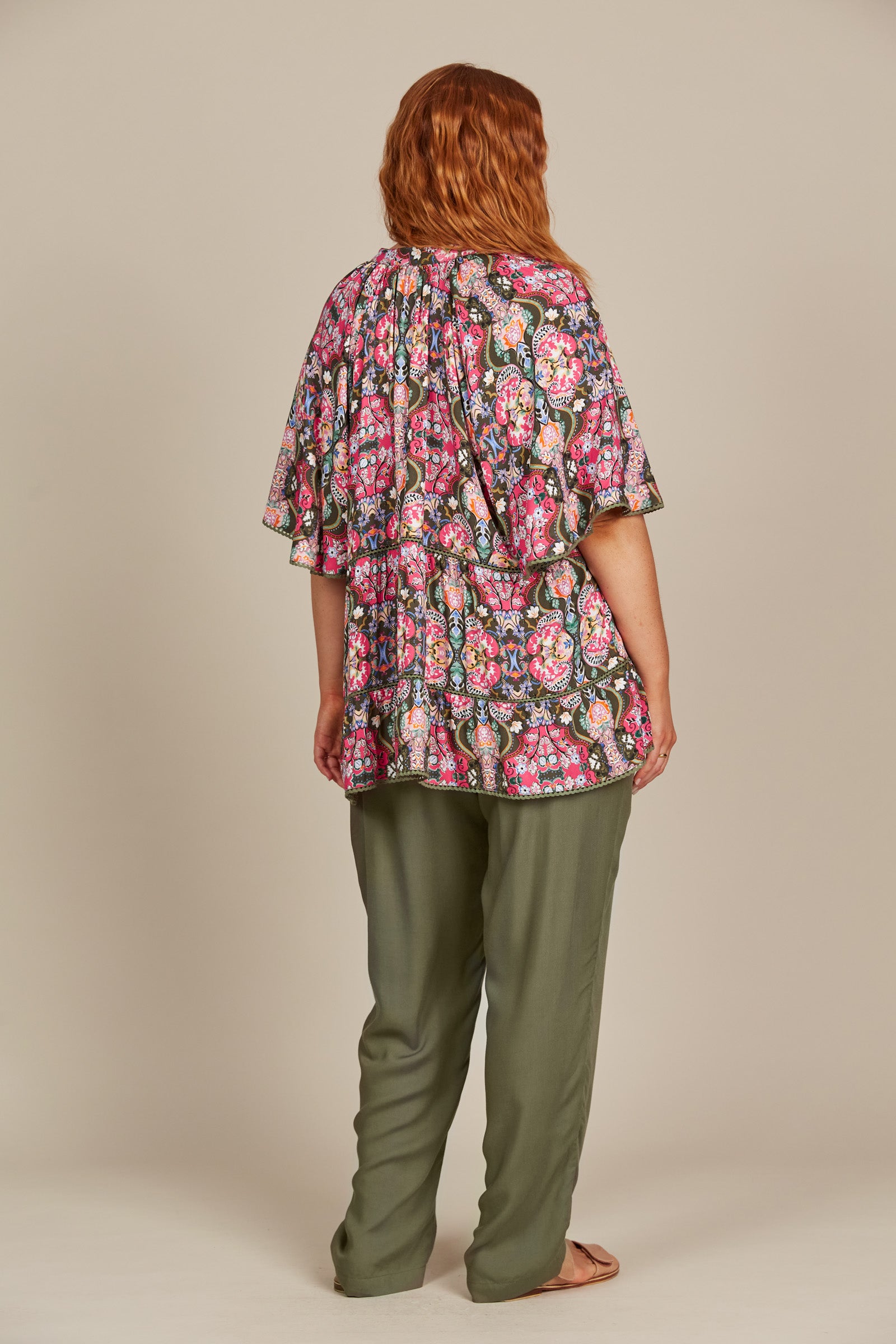 Esme Top - Olive Fleuron - Isle of Mine Clothing - Top S/S