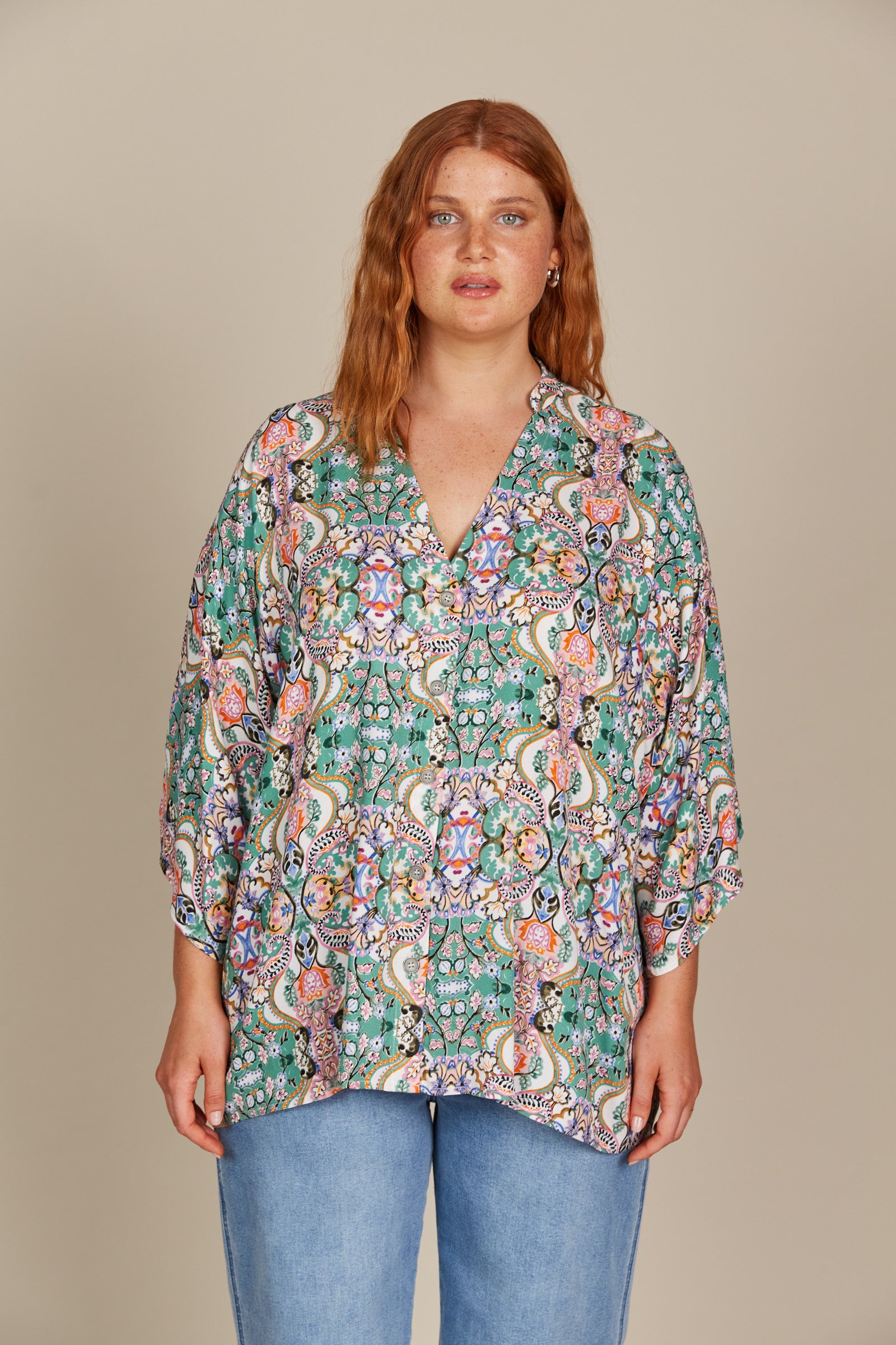 Esme Relaxed Top - Lotus Fleuron - Isle of Mine Clothing - Top L/S