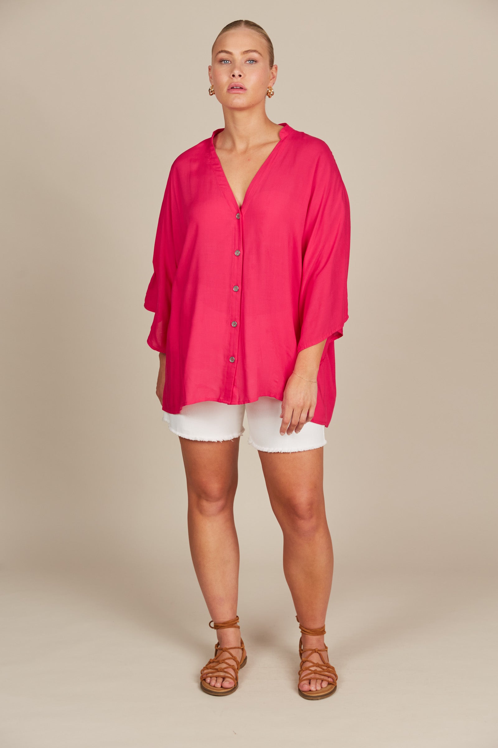 Esme Relaxed Top - Raspberry - Isle of Mine Clothing - Top L/S