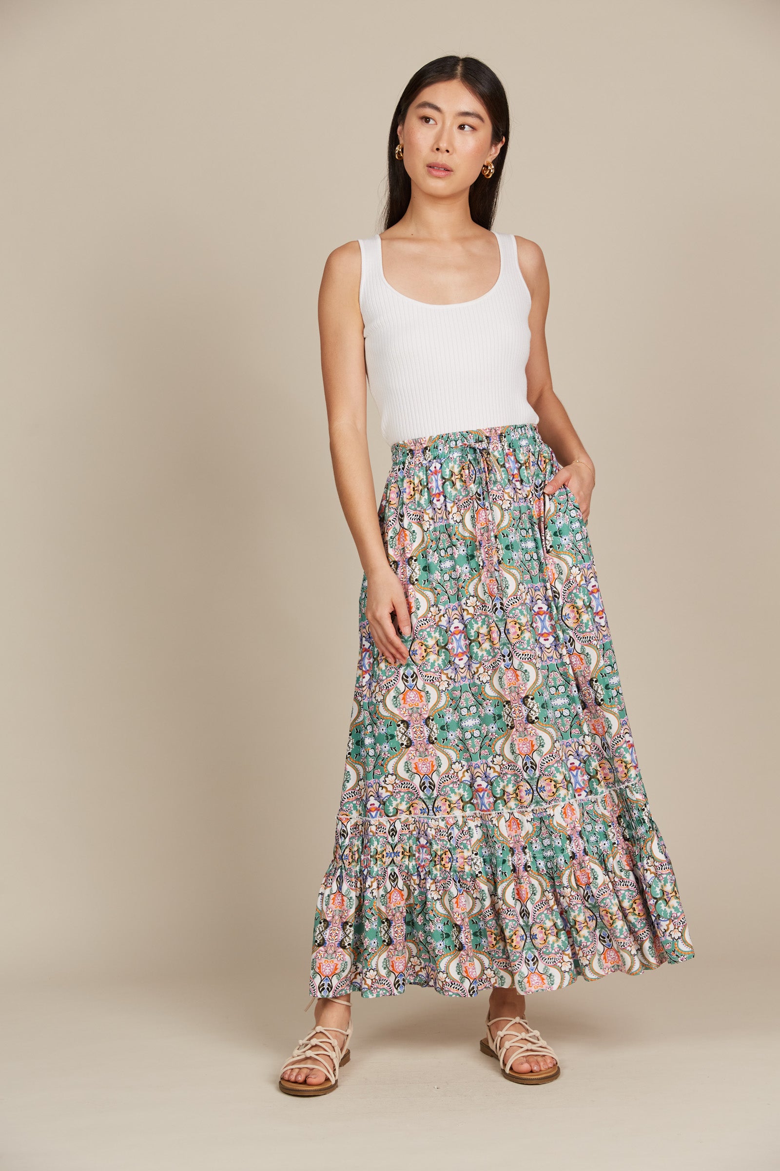 Esme Maxi Skirt - Lotus Fleuron - Isle of Mine Clothing - Skirt Maxi