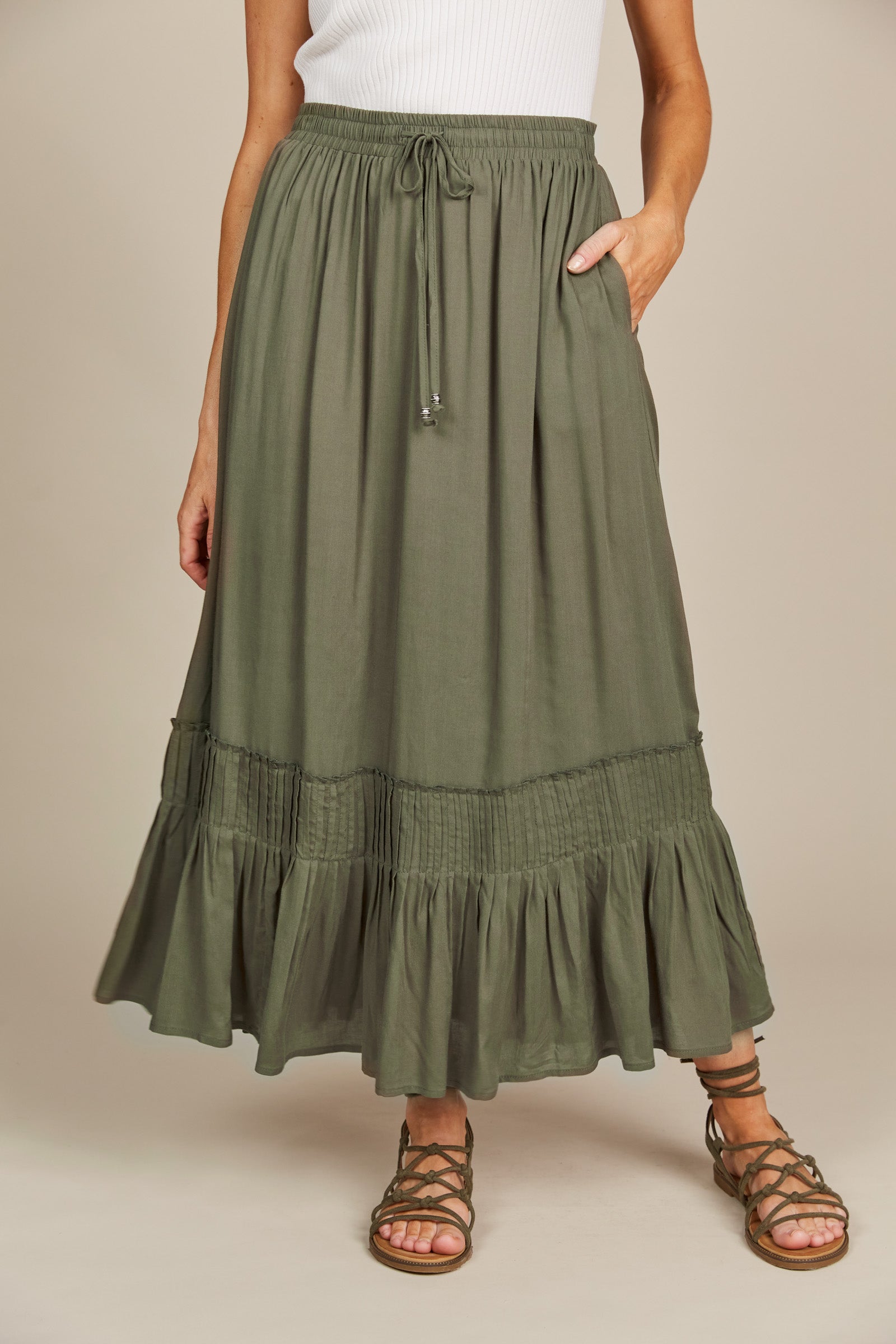 Esme Maxi Skirt - Olive - Isle of Mine Clothing - Skirt Maxi