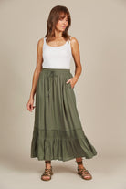 Esme Maxi Skirt - Olive - Isle of Mine Clothing - Skirt Maxi