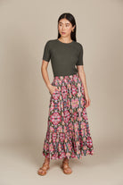 Esme Maxi Skirt - Olive Fleuron - Isle of Mine Clothing - Skirt Maxi